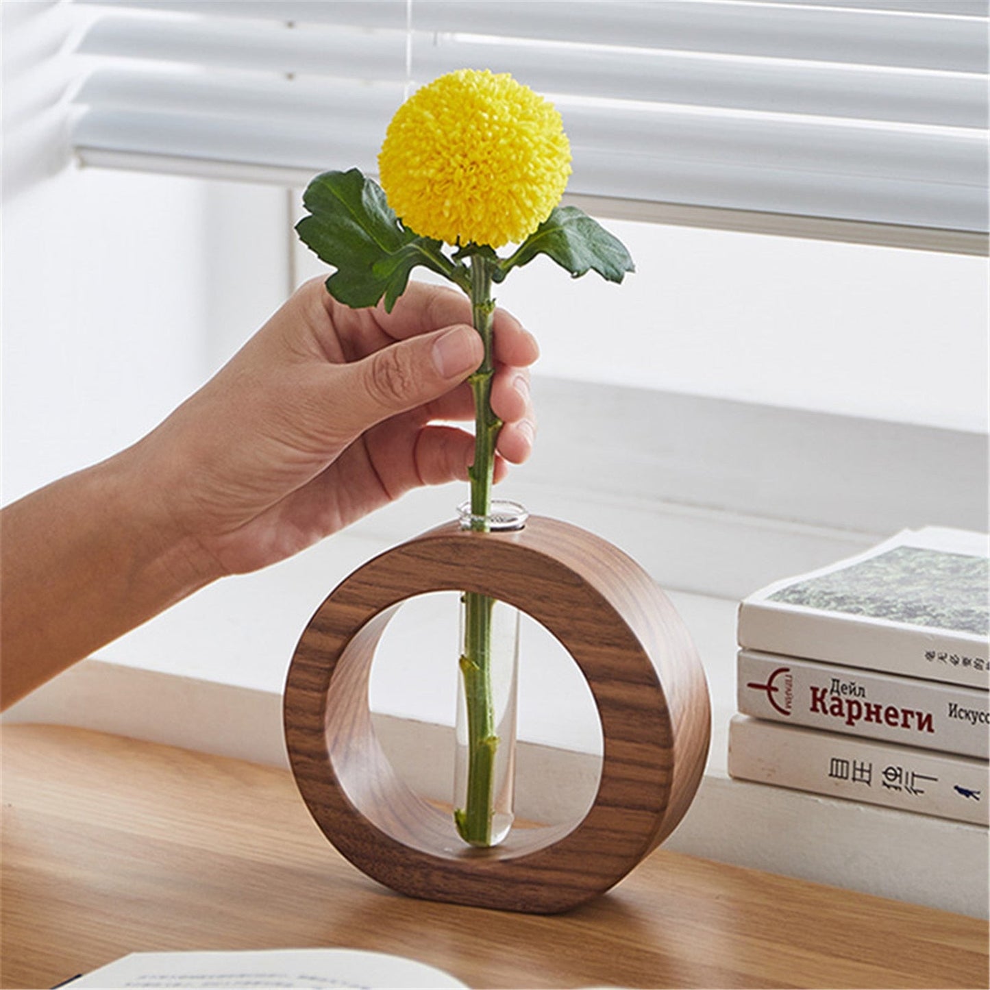 Wooden Hydroponic Flower Pot Vase